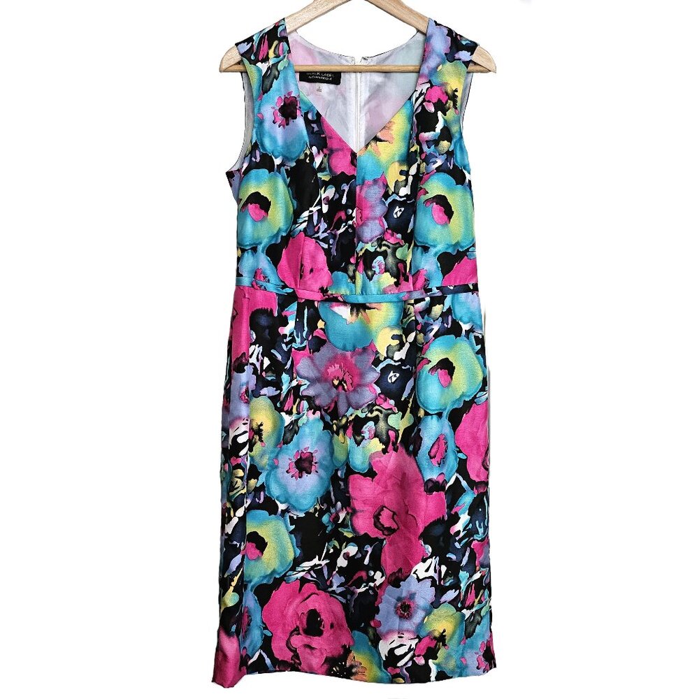 BLACK LABEL By EVAN PICONE Sleeveless Knee-Length Floral Watercolor Dress Size 8